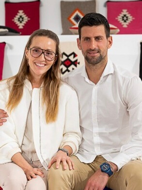 Novak Djokovic with his wife.